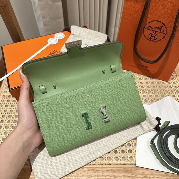 [하이엔드급] 에르메스 콘스탄스 투고 월렛 / 3I Vert Criquet 엡솜 리자드 악어 은장 [매장가 1290만원대]