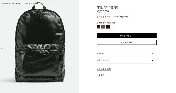 보테가베네타 미디엄 아키타입 백팩 [매장가 312만원대]