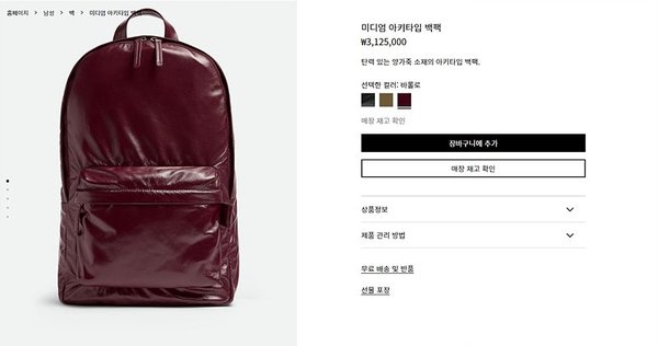 보테가베네타 미디엄 아키타입 백팩 [매장가 312만원대]