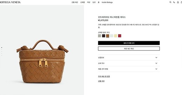 보테가베네타 인트레치아토 미니 베니티 케이스 [매장가 347만원대]