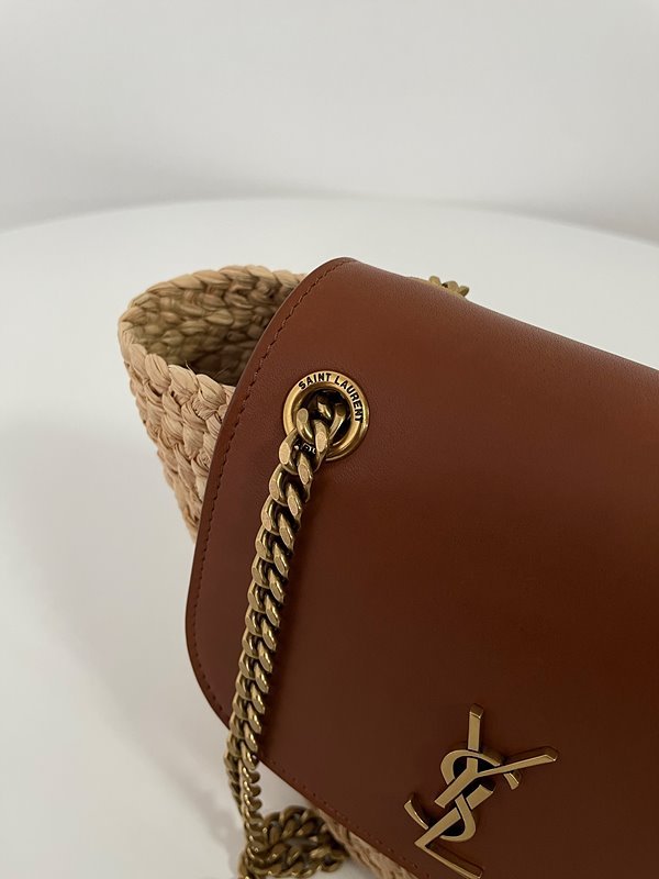 생로랑 라피아 및 빈티지 베지터블 태닝 가죽 소재의 MANON 미니 백 [매장가 235 만원대]