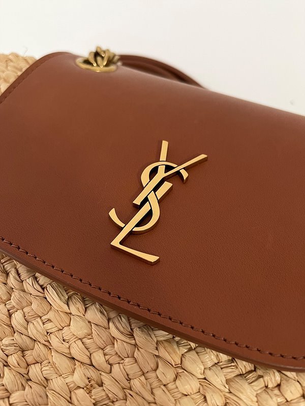 생로랑 라피아 및 빈티지 베지터블 태닝 가죽 소재의 MANON 미니 백 [매장가 235 만원대]