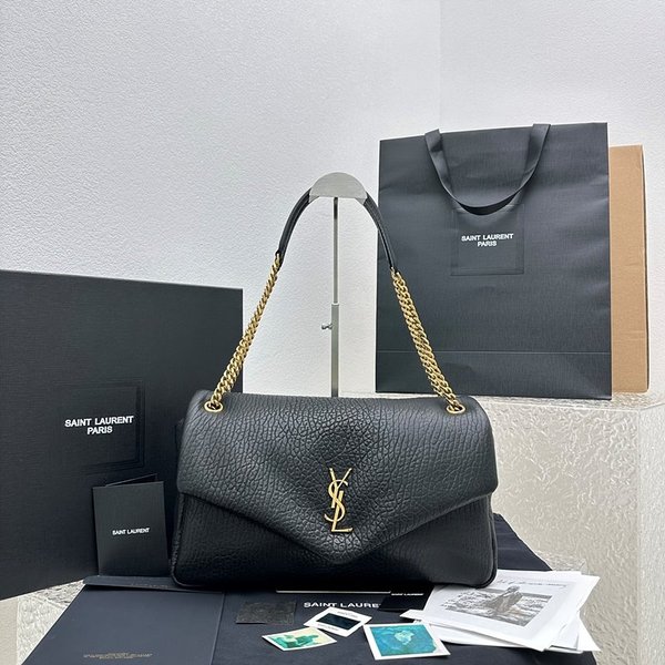 생로랑 YSL 그레인 램스킨 CALYPSO 라지백 칼립소백 블랙 [매장가 480만원대]