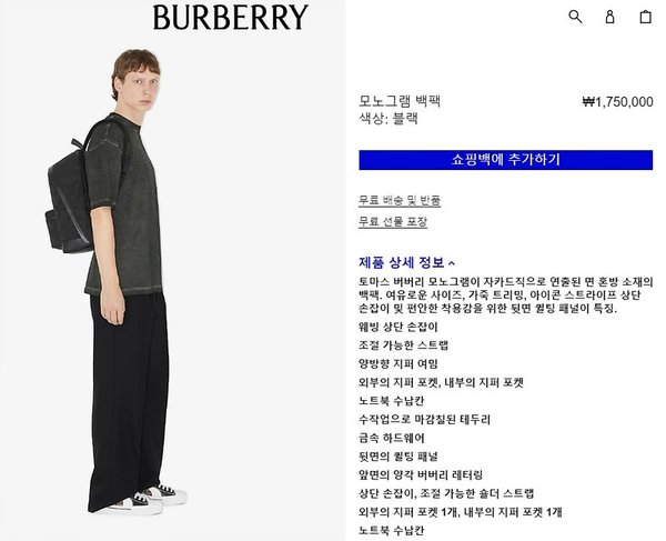 버버리 모노그램 백팩 [매장가 170만원대]