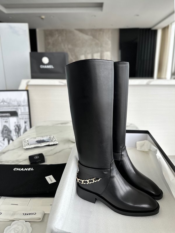 샤넬 하이 부츠 카프스킨 골드메탈 블랙 [매장가 450만원대]