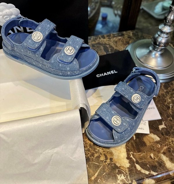 샤넬 프린티드 데님&라이트 블루 샌들 [매장가 240만원대]
