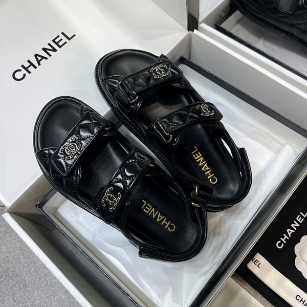 샤넬 CC 로고 벨크로 블랙 샌들 [매장가 233만원대]