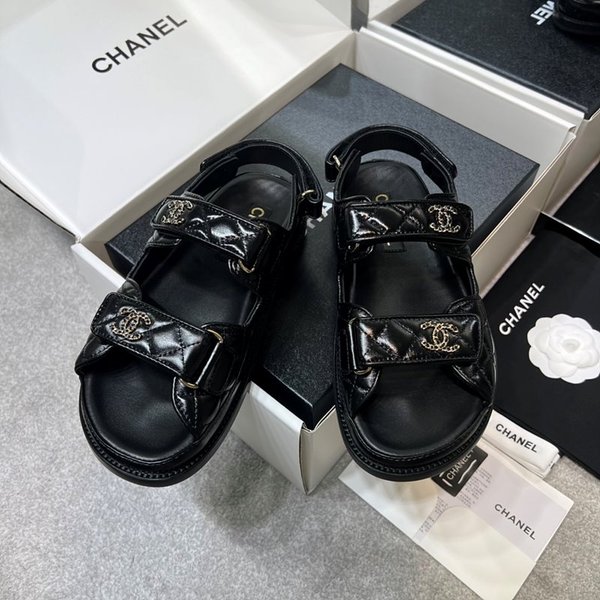 샤넬 CC 로고 벨크로 블랙 샌들 [매장가 233만원대]