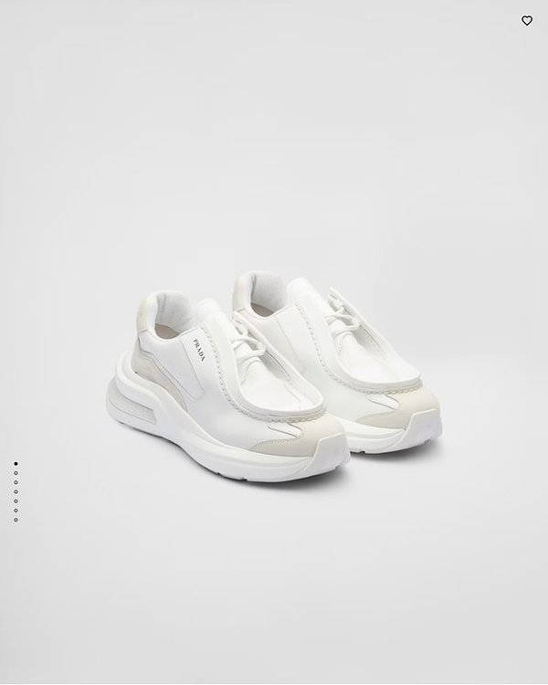 프라다 바이크 패브릭과 스웨이드 소재의 시스템 브러쉬드 가죽 스니커즈 / 화이트 [매장가190만원대]