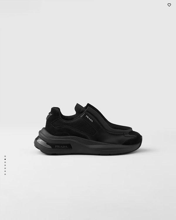 프라다 바이크 패브릭과 스웨이드 소재의 시스템 브러쉬드 가죽 스니커즈 / 블랙 [매장가190만원대]