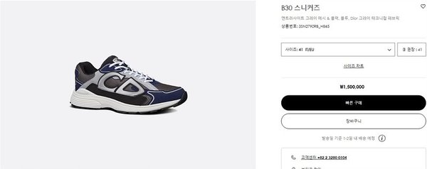 디올 B30 스니커즈 앤트러사이트 그레이 [매장가 150만원대]