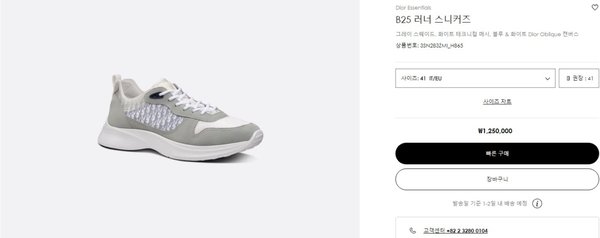 디올 B25 러너 스니커즈 그레이 스웨이드 [매장가 120만원대]