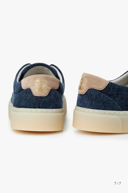 BRUNELLO CUCINELLI 브루넬로 쿠치넬리 남성 트윌 레이스업 스니커즈 / 멜란지 인디고 [매장가125만원대]