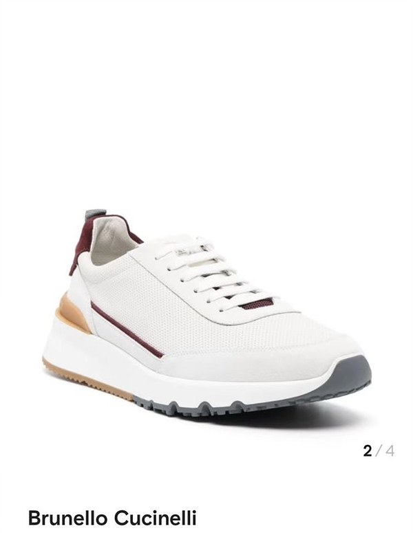 BRUNELLO CUCINELLI 브루넬로 쿠치넬리 남성 스웨이드 패치 펀칭 레더 스니커즈 / 화이트 [매장가189만원대]
