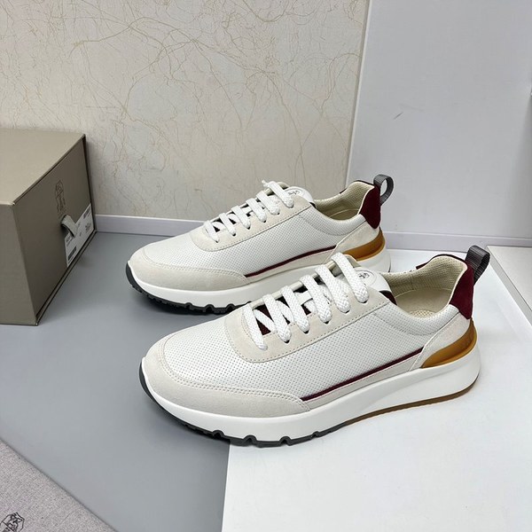 BRUNELLO CUCINELLI 브루넬로 쿠치넬리 남성 스웨이드 패치 펀칭 레더 스니커즈 / 화이트 [매장가189만원대]