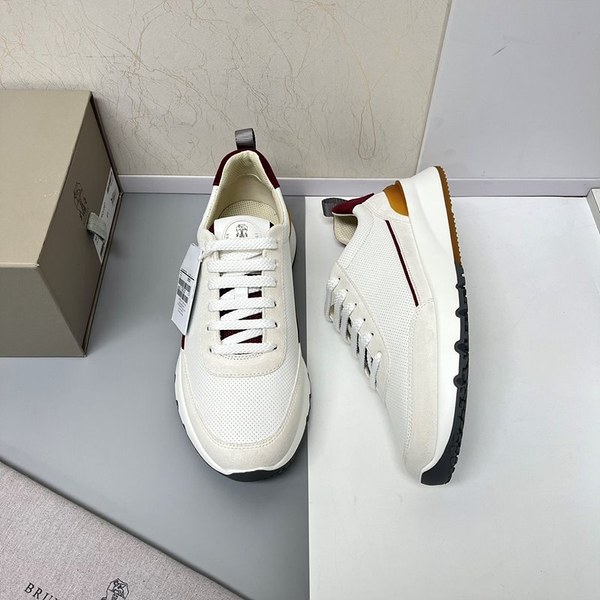 BRUNELLO CUCINELLI 브루넬로 쿠치넬리 남성 스웨이드 패치 펀칭 레더 스니커즈 / 화이트 [매장가189만원대]