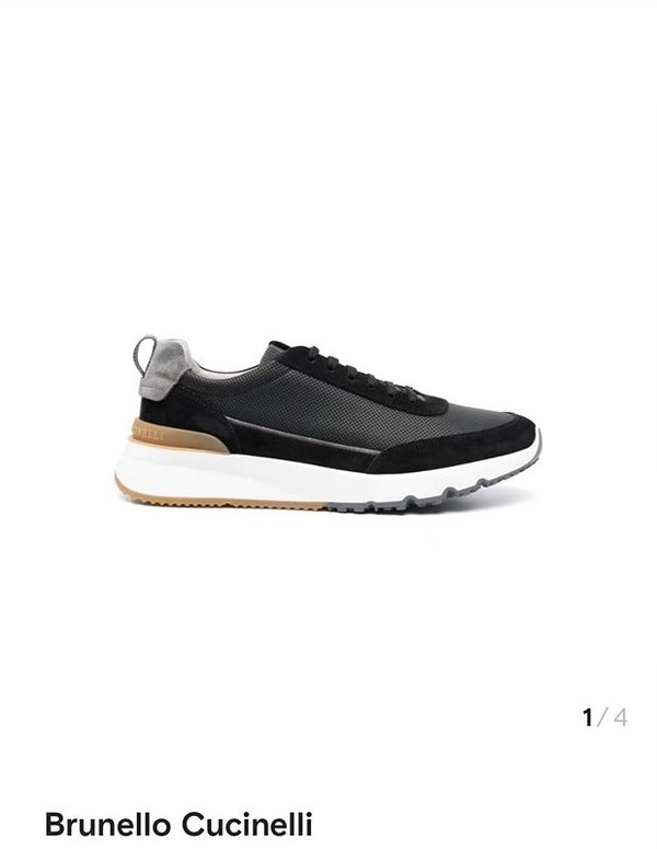 BRUNELLO CUCINELLI 브루넬로 쿠치넬리 남성 스웨이드 패치 펀칭 레더 스니커즈 / 블랙 [매장가189만원대]