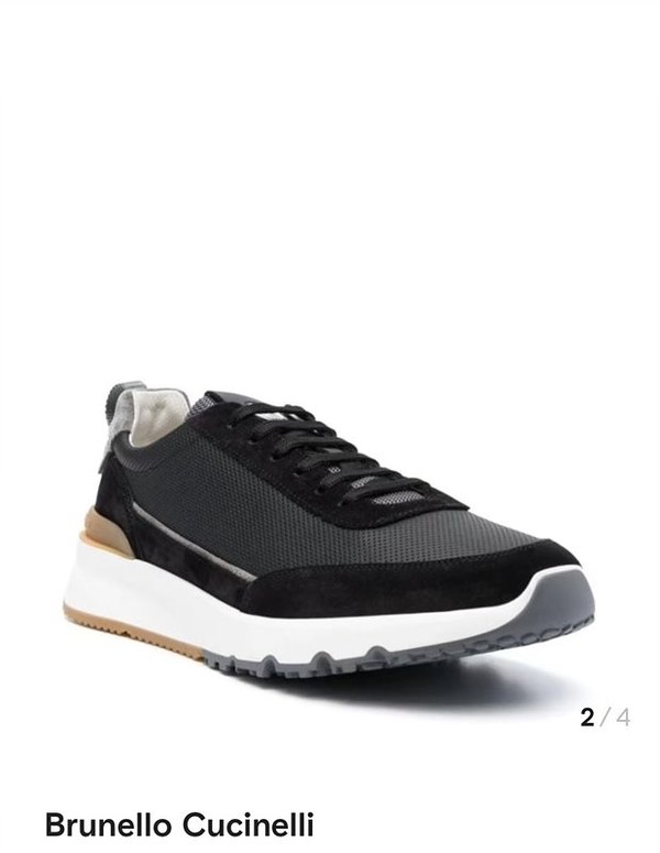 BRUNELLO CUCINELLI 브루넬로 쿠치넬리 남성 스웨이드 패치 펀칭 레더 스니커즈 / 블랙 [매장가189만원대]