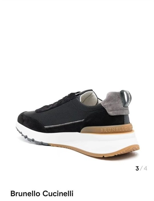 BRUNELLO CUCINELLI 브루넬로 쿠치넬리 남성 스웨이드 패치 펀칭 레더 스니커즈 / 블랙 [매장가189만원대]
