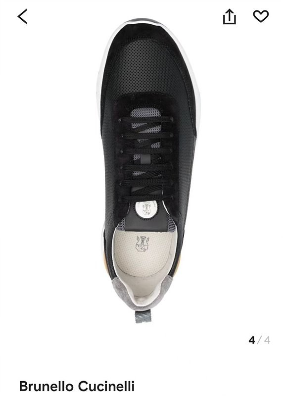 BRUNELLO CUCINELLI 브루넬로 쿠치넬리 남성 스웨이드 패치 펀칭 레더 스니커즈 / 블랙 [매장가189만원대]