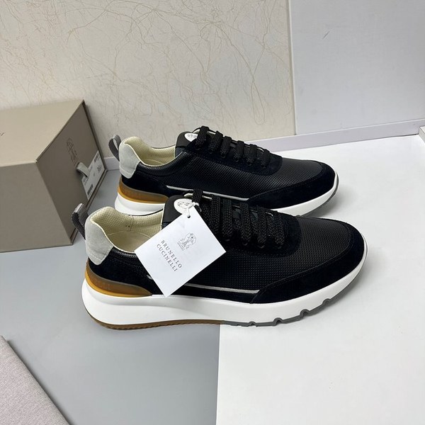 BRUNELLO CUCINELLI 브루넬로 쿠치넬리 남성 스웨이드 패치 펀칭 레더 스니커즈 / 블랙 [매장가189만원대]