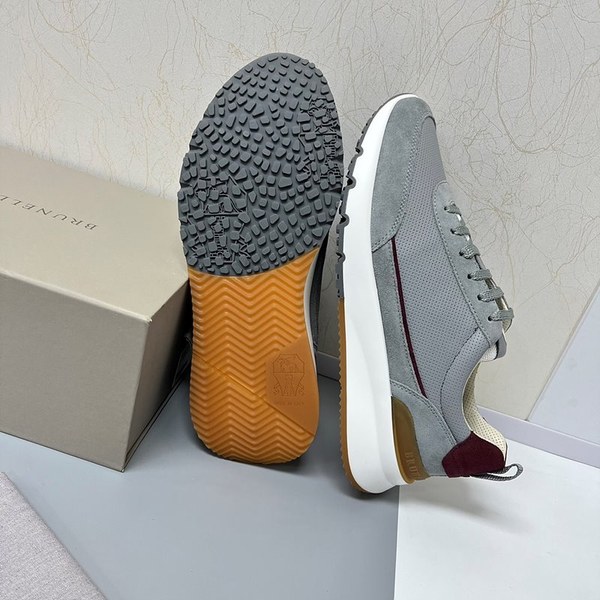 BRUNELLO CUCINELLI 브루넬로 쿠치넬리 남성 스웨이드 패치 펀칭 레더 스니커즈 / 그레이 [매장가189만원대]