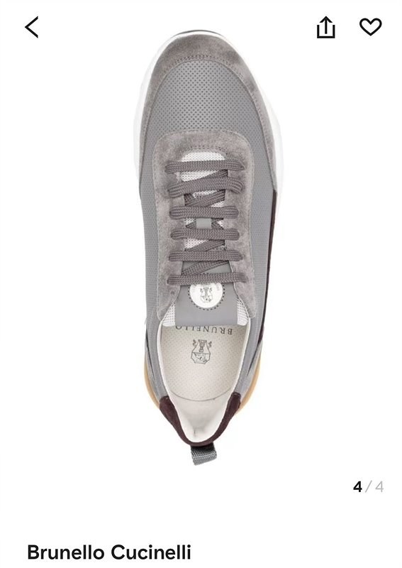 BRUNELLO CUCINELLI 브루넬로 쿠치넬리 남성 스웨이드 패치 펀칭 레더 스니커즈 / 그레이 [매장가189만원대]