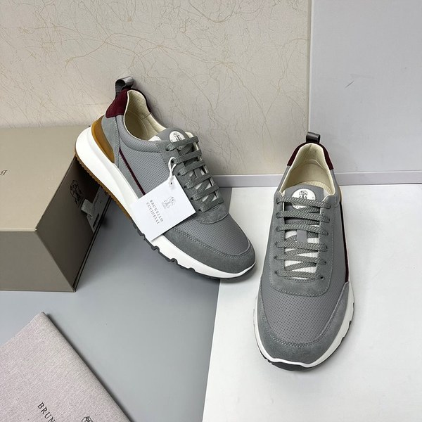 BRUNELLO CUCINELLI 브루넬로 쿠치넬리 남성 스웨이드 패치 펀칭 레더 스니커즈 / 그레이 [매장가189만원대]