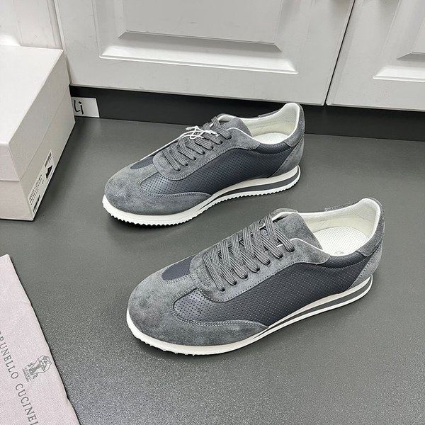 BRUNELLO CUCINELLI 브루넬로 쿠치넬리 남성 바이컬러 레더 스니커즈 / 그레이 [매장가166만원대]