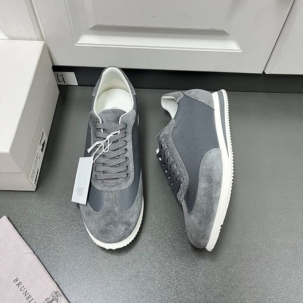 BRUNELLO CUCINELLI 브루넬로 쿠치넬리 남성 바이컬러 레더 스니커즈 / 그레이 [매장가166만원대]