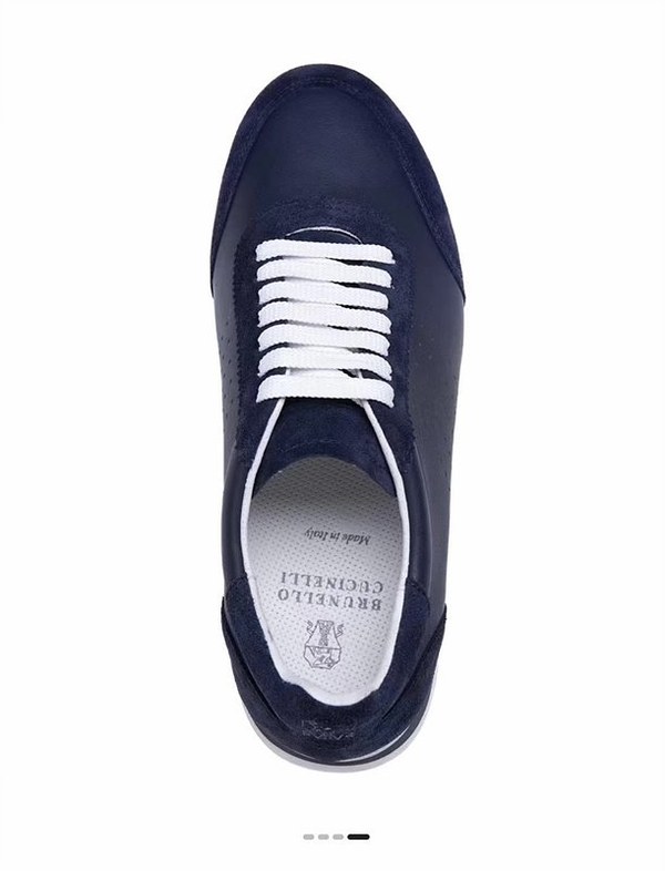 BRUNELLO CUCINELLI 브루넬로 쿠치넬리 남성 가죽 로우탑 스니커즈 / 블루 [매장가166만원대]