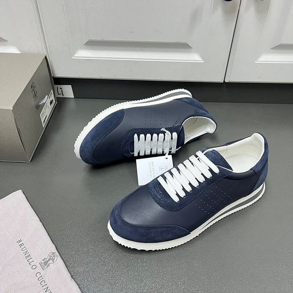 BRUNELLO CUCINELLI 브루넬로 쿠치넬리 남성 가죽 로우탑 스니커즈 / 블루 [매장가166만원대]