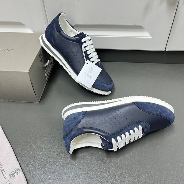 BRUNELLO CUCINELLI 브루넬로 쿠치넬리 남성 가죽 로우탑 스니커즈 / 블루 [매장가166만원대]