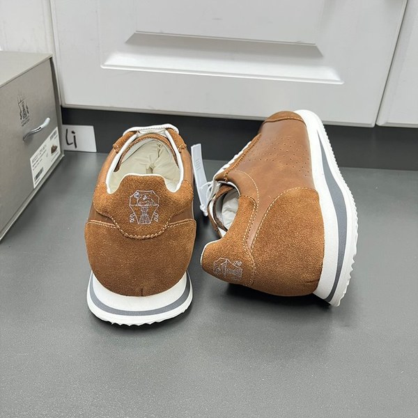 BRUNELLO CUCINELLI 브루넬로 쿠치넬리 남성 가죽 로우탑 스니커즈 / 브라운 [매장가166만원대]