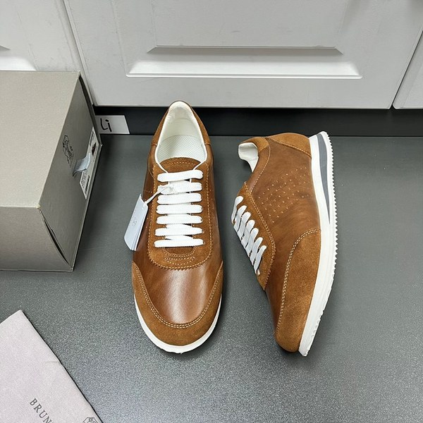 BRUNELLO CUCINELLI 브루넬로 쿠치넬리 남성 가죽 로우탑 스니커즈 / 브라운 [매장가166만원대]