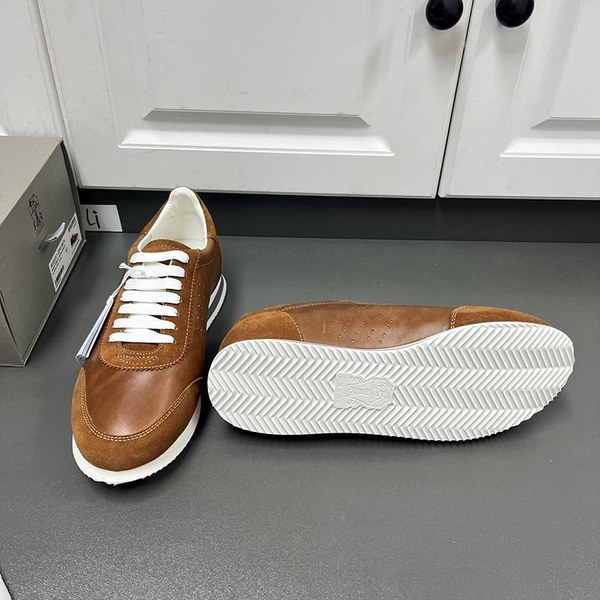BRUNELLO CUCINELLI 브루넬로 쿠치넬리 남성 가죽 로우탑 스니커즈 / 브라운 [매장가166만원대]