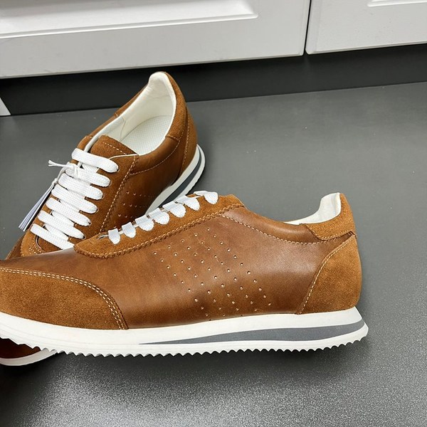 BRUNELLO CUCINELLI 브루넬로 쿠치넬리 남성 가죽 로우탑 스니커즈 / 브라운 [매장가166만원대]
