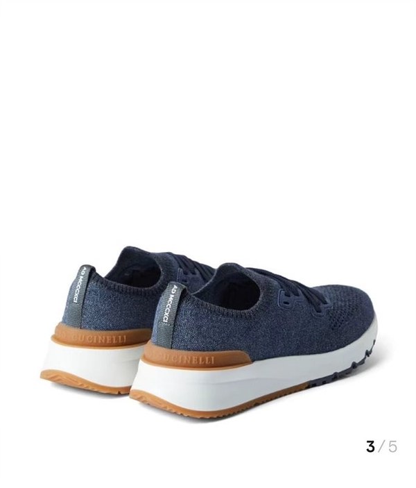 BRUNELLO CUCINELLI 브루넬로 쿠치넬리 남성 니트 로우탑 스니커즈 / 블루 [매장가165만원대]