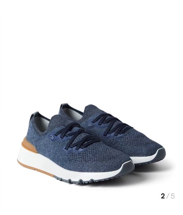 BRUNELLO CUCINELLI 브루넬로 쿠치넬리 남성 니트 로우탑 스니커즈 / 블루 [매장가165만원대]