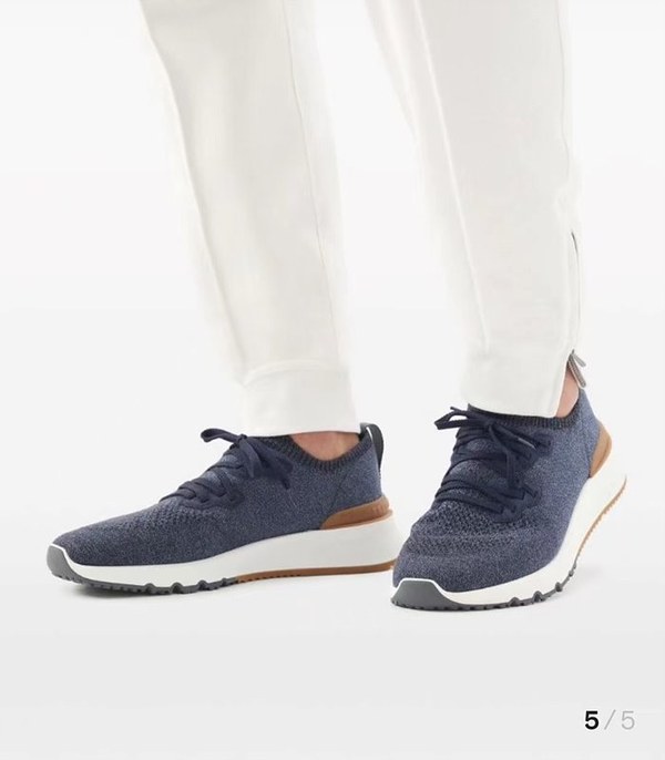 BRUNELLO CUCINELLI 브루넬로 쿠치넬리 남성 니트 로우탑 스니커즈 / 블루 [매장가165만원대]