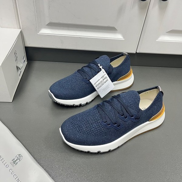 BRUNELLO CUCINELLI 브루넬로 쿠치넬리 남성 니트 로우탑 스니커즈 / 블루 [매장가165만원대]