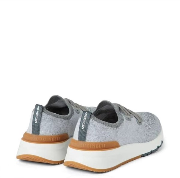 BRUNELLO CUCINELLI 브루넬로 쿠치넬리 남성 니트 로우탑 스니커즈 / 라이트그레이 [매장가165만원대]