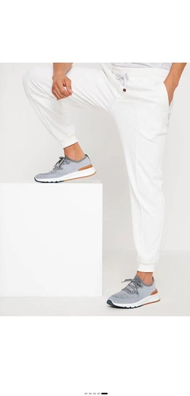 BRUNELLO CUCINELLI 브루넬로 쿠치넬리 남성 니트 로우탑 스니커즈 / 라이트그레이 [매장가165만원대]