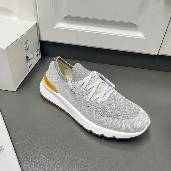 BRUNELLO CUCINELLI 브루넬로 쿠치넬리 남성 니트 로우탑 스니커즈 / 라이트그레이 [매장가165만원대]