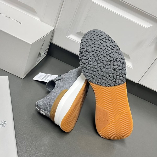 BRUNELLO CUCINELLI 브루넬로 쿠치넬리 남성 니트 로우탑 스니커즈 / 그레이 [매장가165만원대]