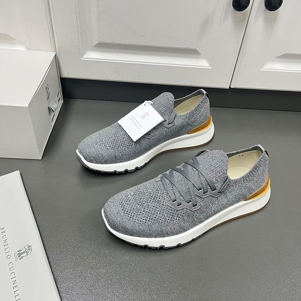 BRUNELLO CUCINELLI 브루넬로 쿠치넬리 남성 니트 로우탑 스니커즈 / 그레이 [매장가165만원대]