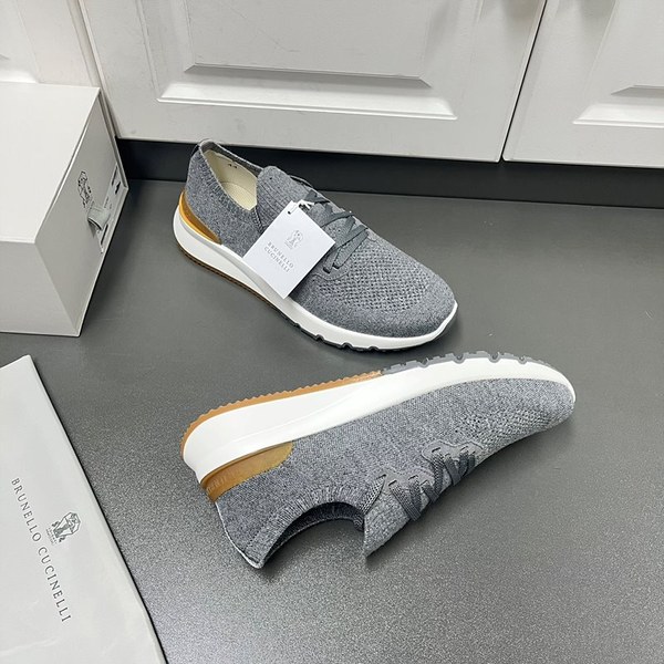 BRUNELLO CUCINELLI 브루넬로 쿠치넬리 남성 니트 로우탑 스니커즈 / 그레이 [매장가165만원대]