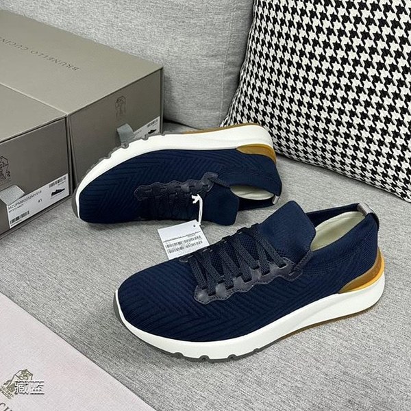 BRUNELLO CUCINELLI 브루넬로 쿠치넬리 남성 니트 로우탑 스니커즈 / 네이비 [매장가165만원대]