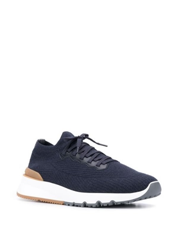 BRUNELLO CUCINELLI 브루넬로 쿠치넬리 남성 니트 로우탑 스니커즈 / 네이비 [매장가165만원대]