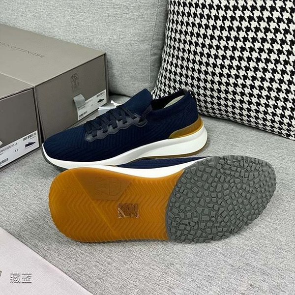 BRUNELLO CUCINELLI 브루넬로 쿠치넬리 남성 니트 로우탑 스니커즈 / 네이비 [매장가165만원대]